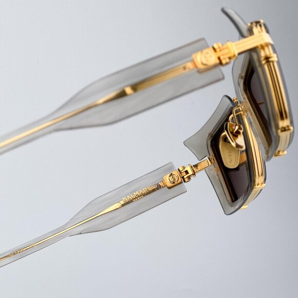 Balmain ADMIRABLE BPS-130B-52 Men BRAND NEW Sunglasses Titanium Grey Crystal - Picture 9 of 12